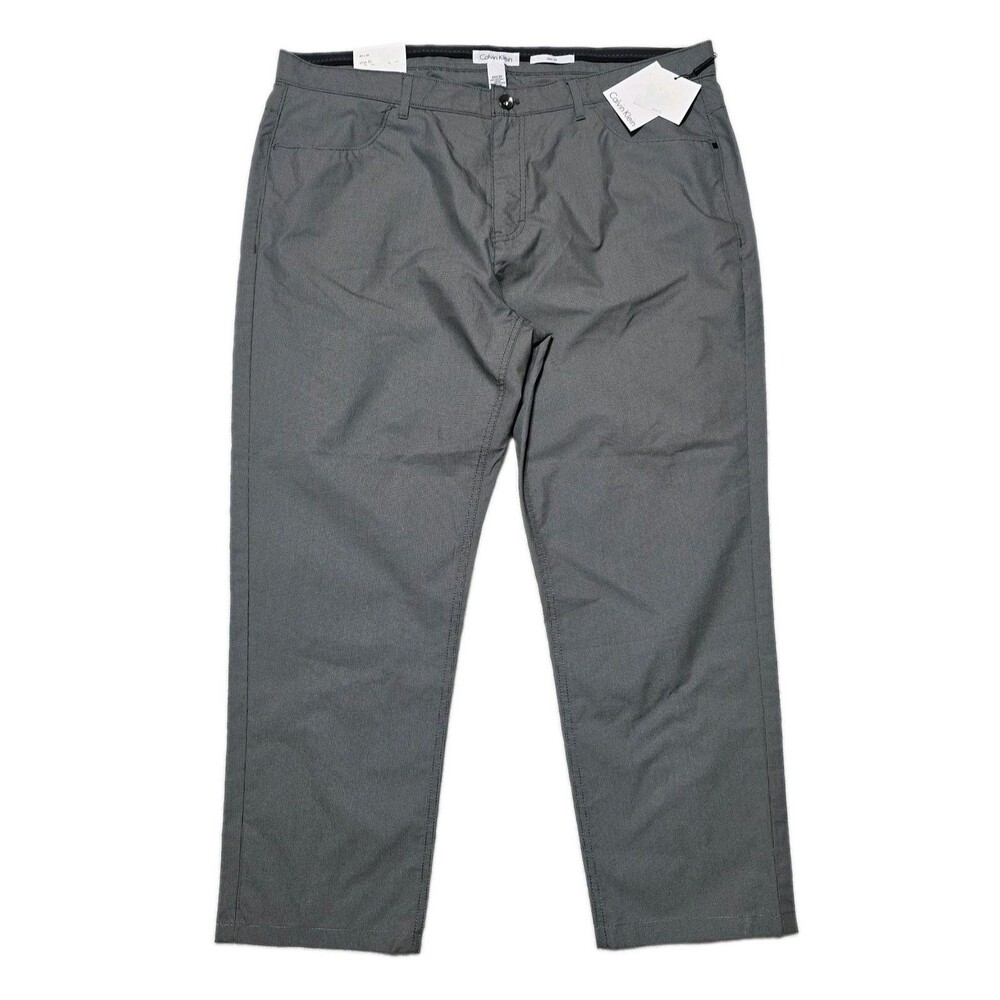 NEW - Calvin Klein Men's 40x30 Gray Micro-patterned Slim-fit Dress Pants NWT